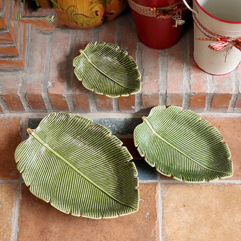 Green Leaf Horizontal Pattern Ceramic Dish Plate Melon Seed Dish Home Accessories Leaf Green Leaf Horizontal Pattern Ceramic Dish Plate Melon Seed Dish Home Accessories Leaf